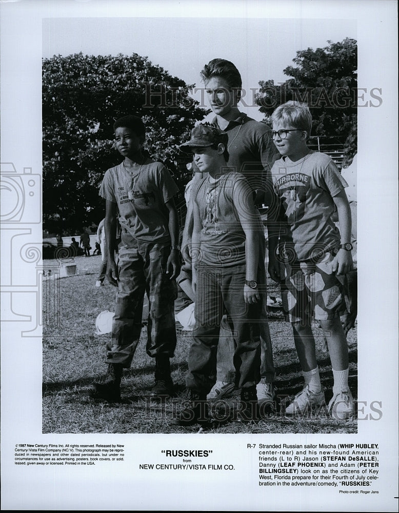 1987 Press Photo Russkies movie Whip Hubley Stefan DeSalle Leaf Phoenix- Historic Images