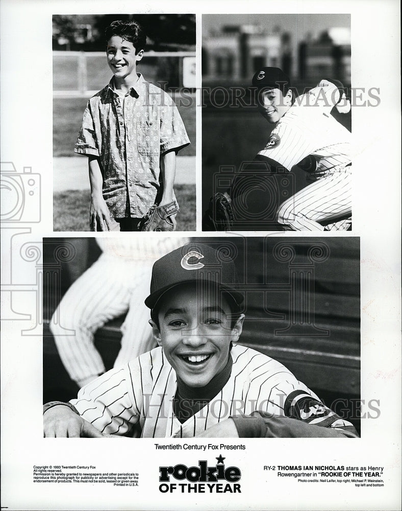 1993 Press Photo Thomas Ian Nicholas Actor Rookie Of The Year Movie Film Comedy- Historic Images