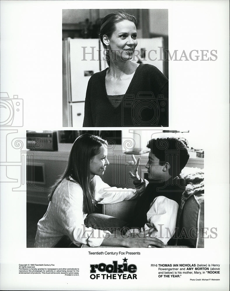 1993 Press Photo Thomas Ian Nicholas &amp; Amy Morton Star In &quot;Rookie Of The Year&quot;- Historic Images