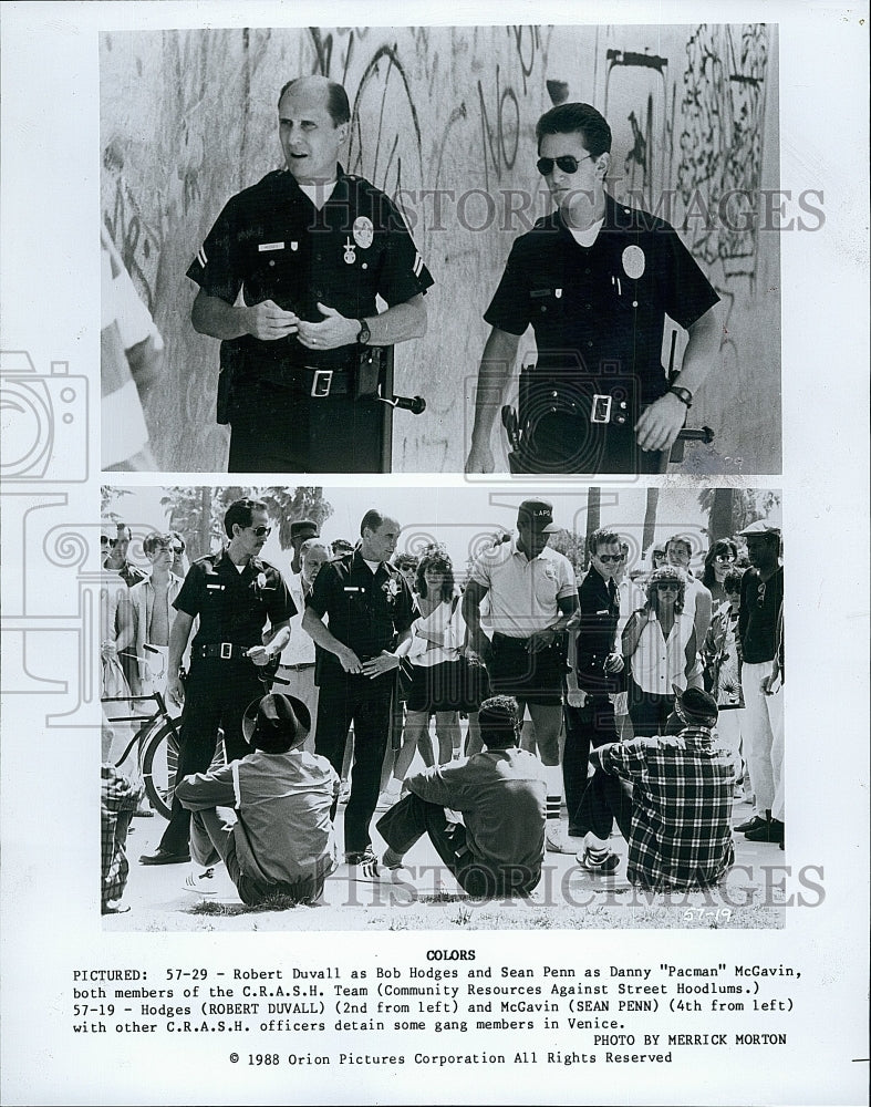 1988 Press Photo Robert Duvall &amp; Sean Penn Star In Gang Movie &quot;Colors&quot;- Historic Images