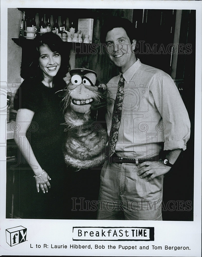 Press Photo Breakfast Time Laurie Hibberd Bob The Puppet Tom Bergeron- Historic Images