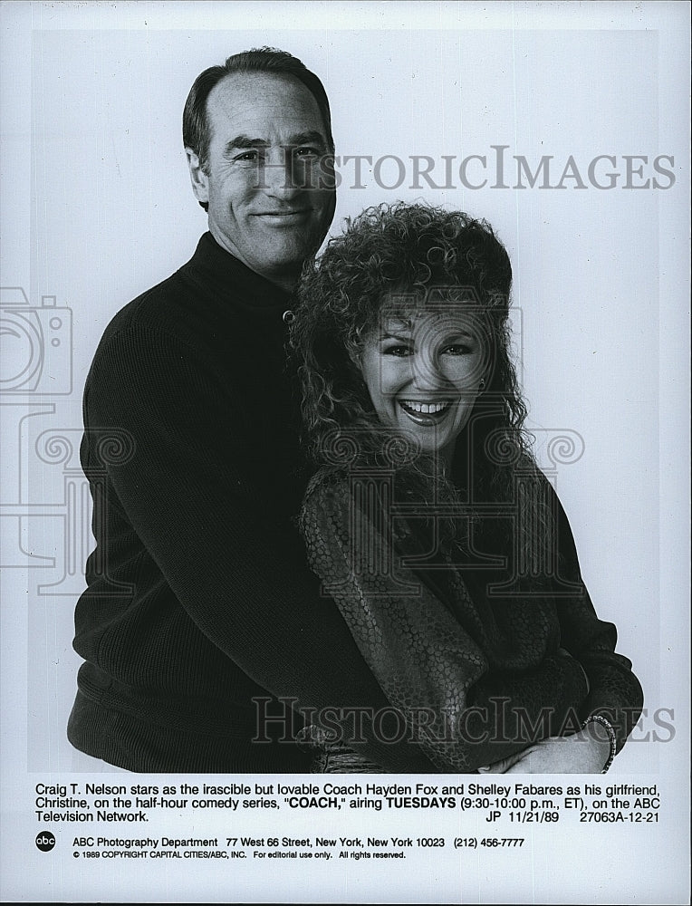 1989 Press Photo Craig T. Nelson, Shelley Fabares &quot;Coach&quot;- Historic Images