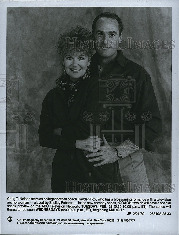 1989 Press Photo Craig T. Nelson, Shelley Fabares &quot;Coach&quot;- Historic Images