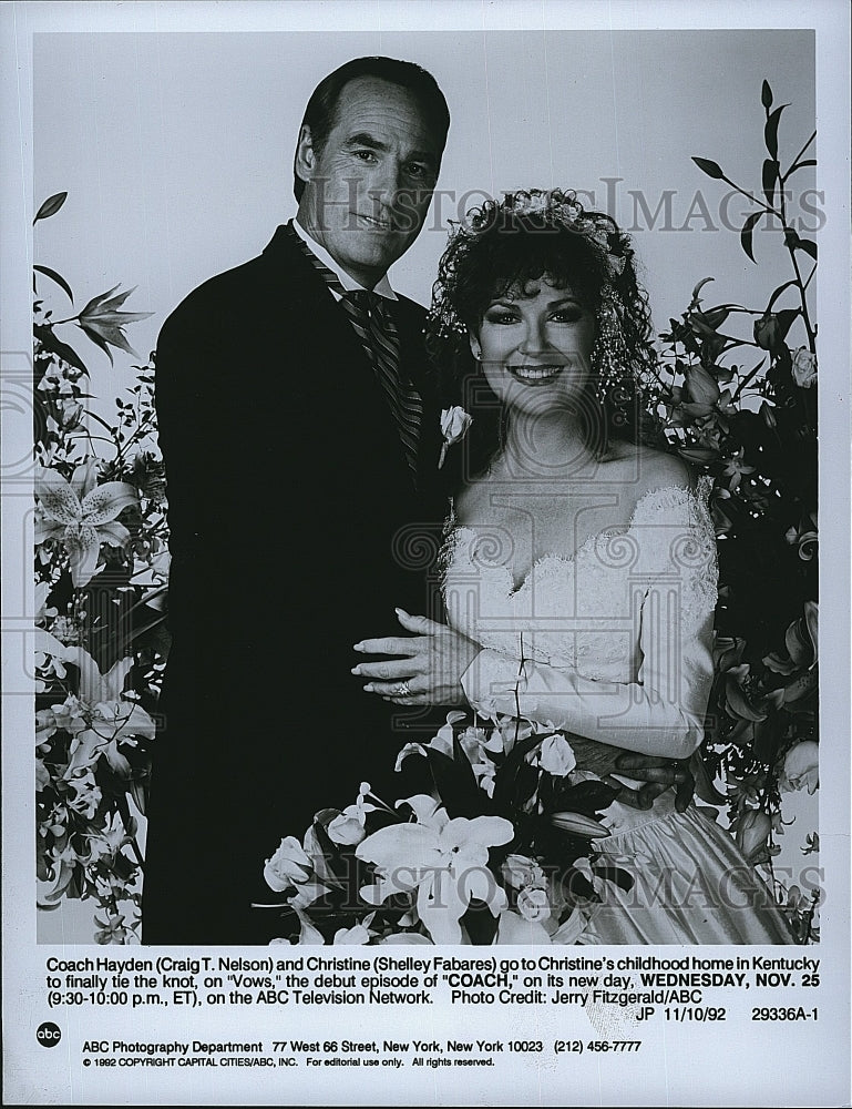 1992 Press Photo Craig T. Nelson, Shelley Fabares &quot;Coach&quot;- Historic Images