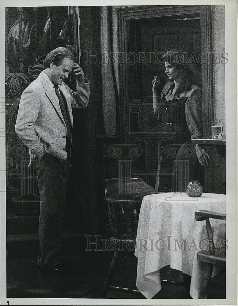 1987 Press Photo Kelsey Grammer, Kirstie Alley &quot;Cheers&quot;- Historic Images