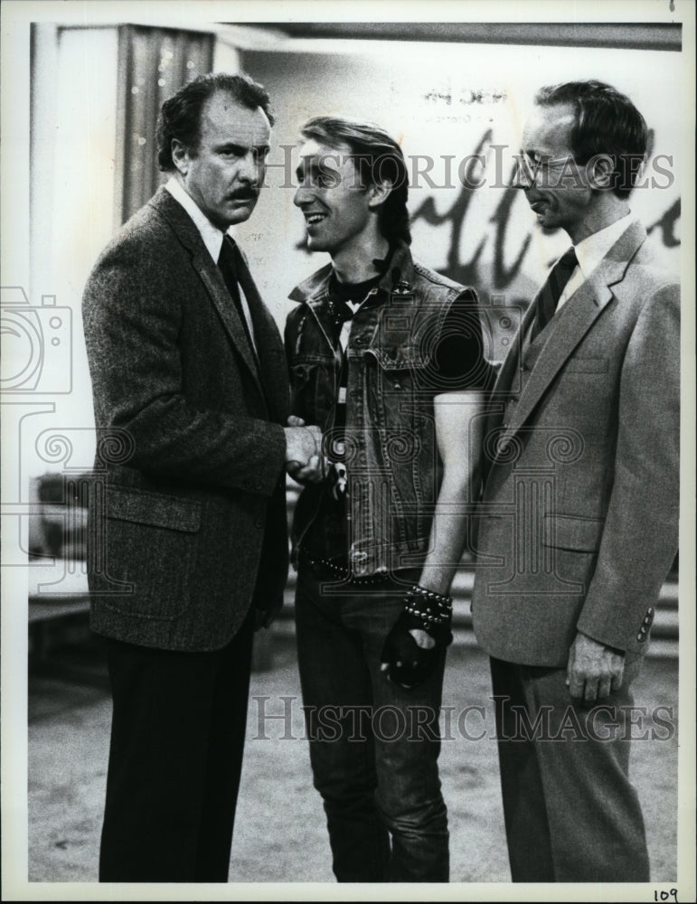 1984 Press Photo Max Wright, Sam Whipple, Dabney Coleman on &quot;Buffalo Bill&quot;- Historic Images