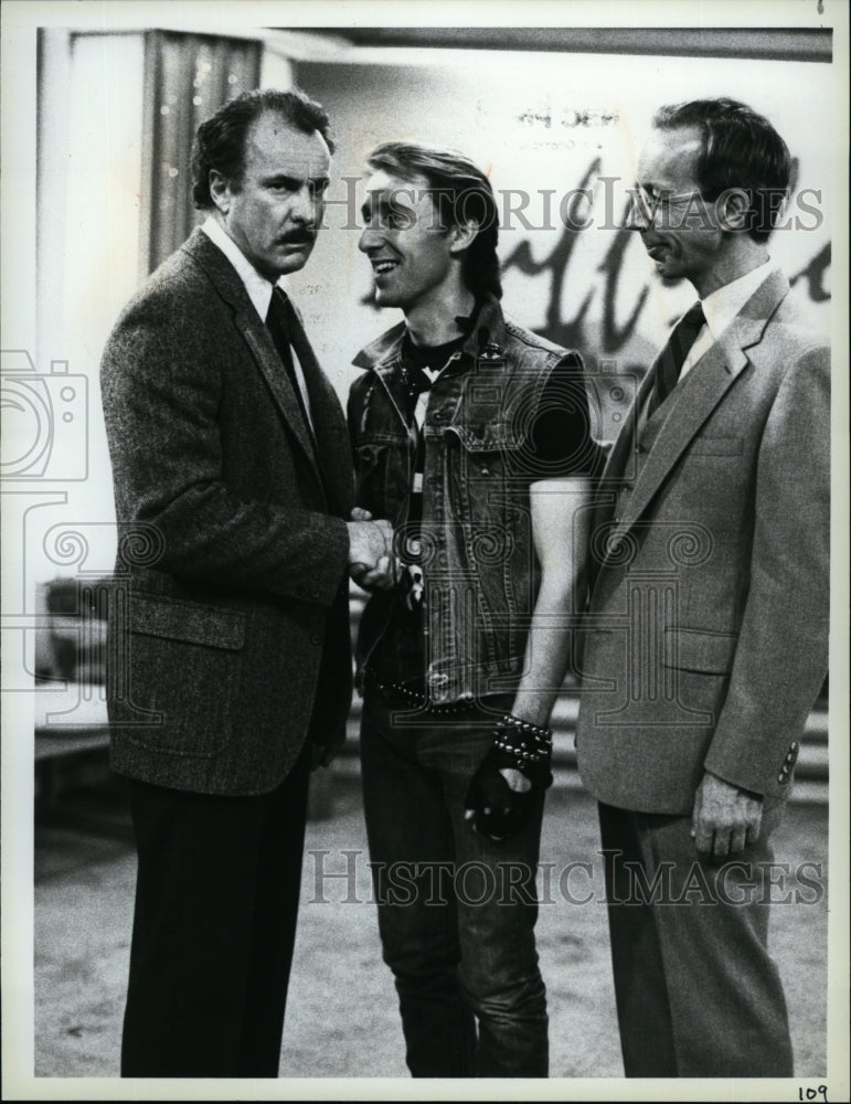 1984 Press Photo Max Wright, Sam Whipple, Dabney Coleman on "Buffalo Bill"- Historic Images