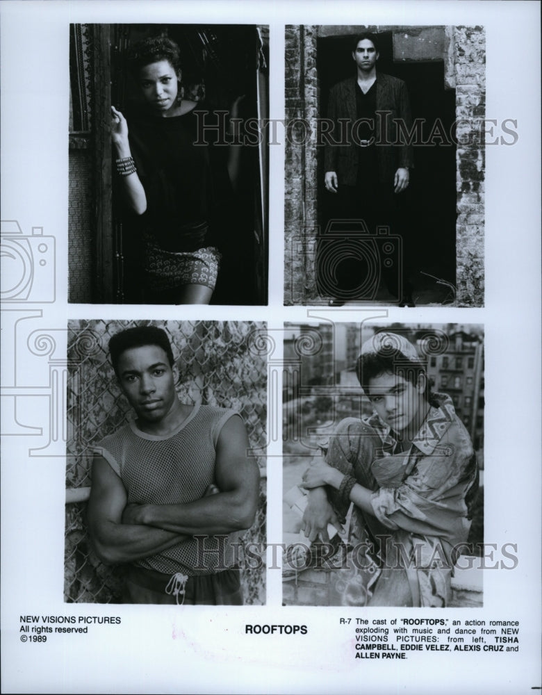 1989 Press Photo &quot;Rooftops&quot; Tisha Campbell,Eddie Velez,Alexis Cruz,Allen Payne- Historic Images