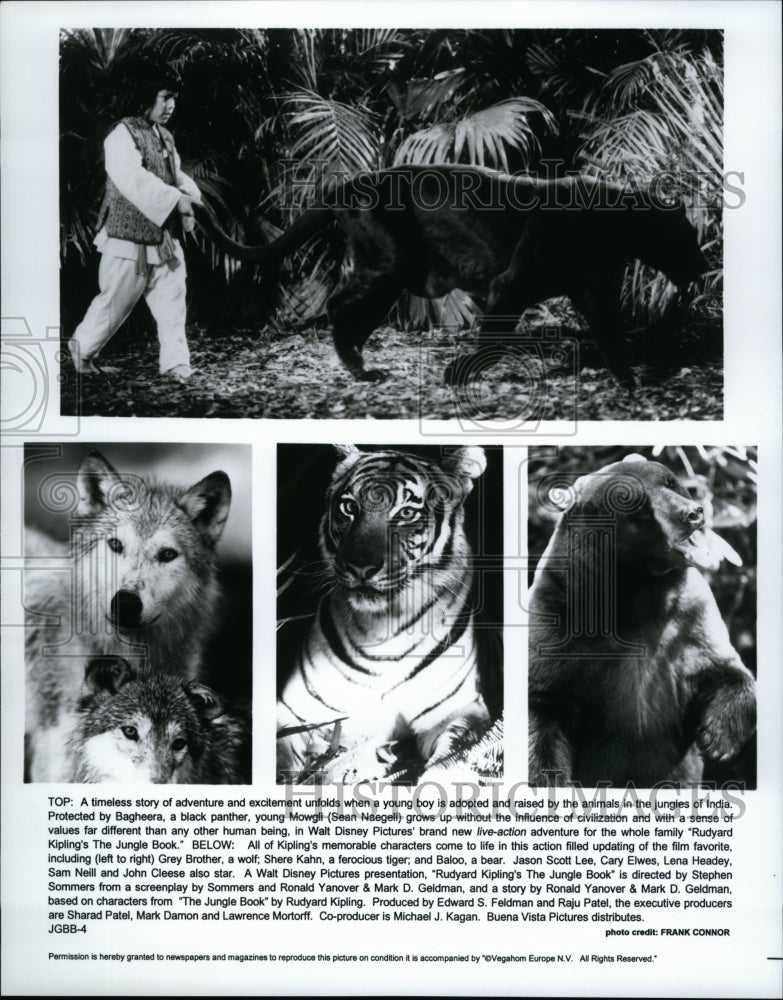 1994 Press Photo Actor Grey Brother &amp; Animals In &quot;The Jungle Book&quot; - Historic Images