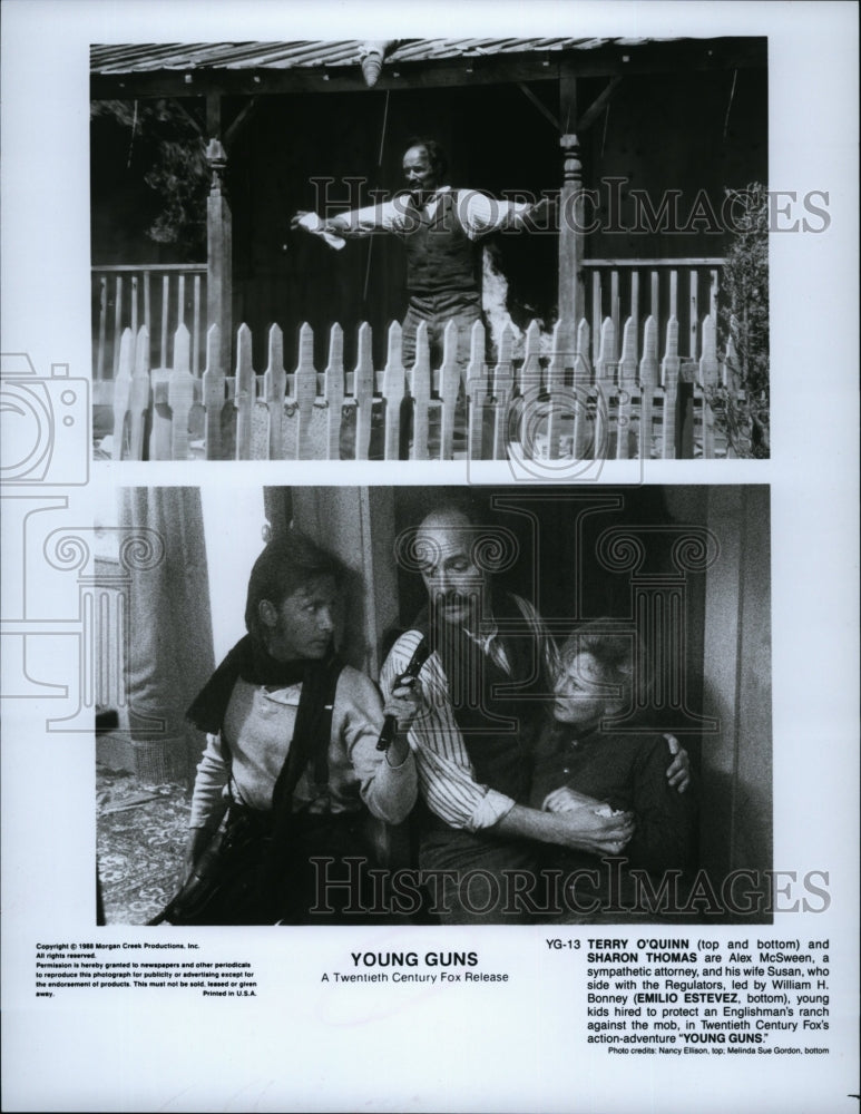 1988 Press Photo Terry O&#39;Quinn and Emilio Estevez in &quot;Young Guns&quot;- Historic Images