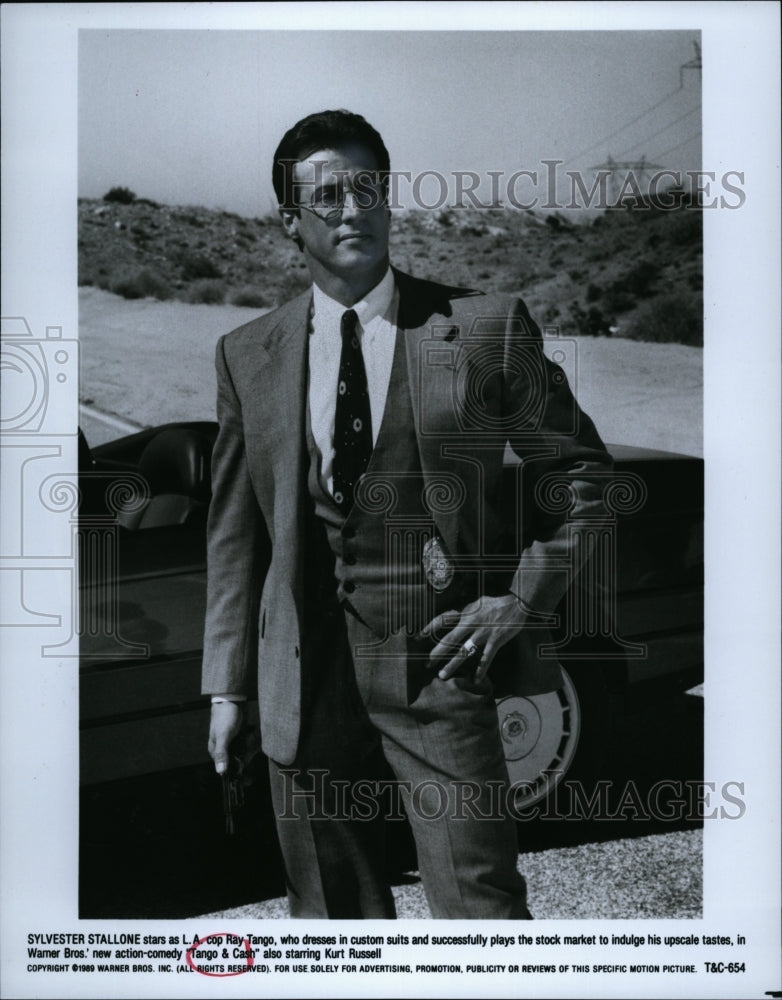 1989 Press Photo Actor Sylvester Stallone As Ray In &quot;Tango &amp; Cash&quot;- Historic Images