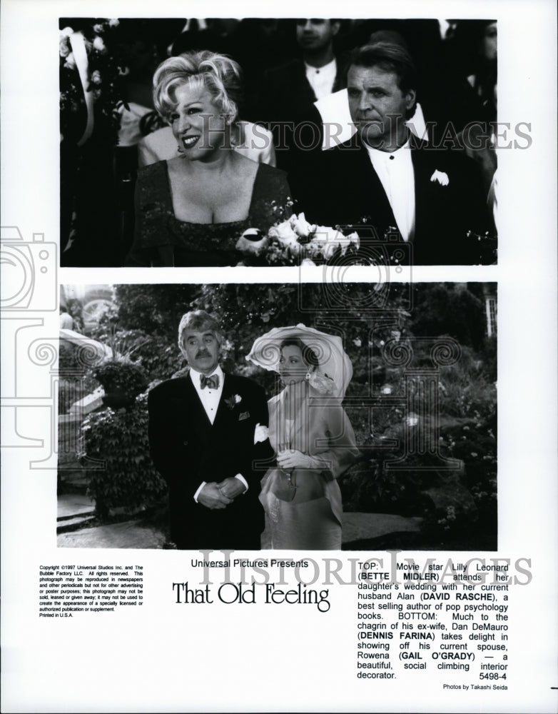 1997 Press Photo &quot;That Old Feeling&quot; Bette Midler,David Rasche, Dennis Farina- Historic Images