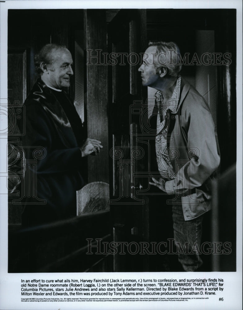 1985 Press Photo Actor Jack Lemmon &amp; Robert Loggia In &quot;That&#39;s Life&quot;- Historic Images