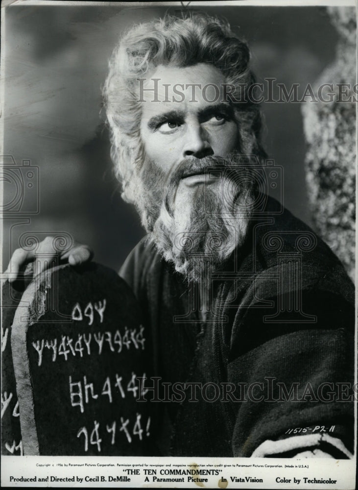 1957 Press Photo Actor Charlton Heston In &quot;The Ten Commandments&quot;- Historic Images