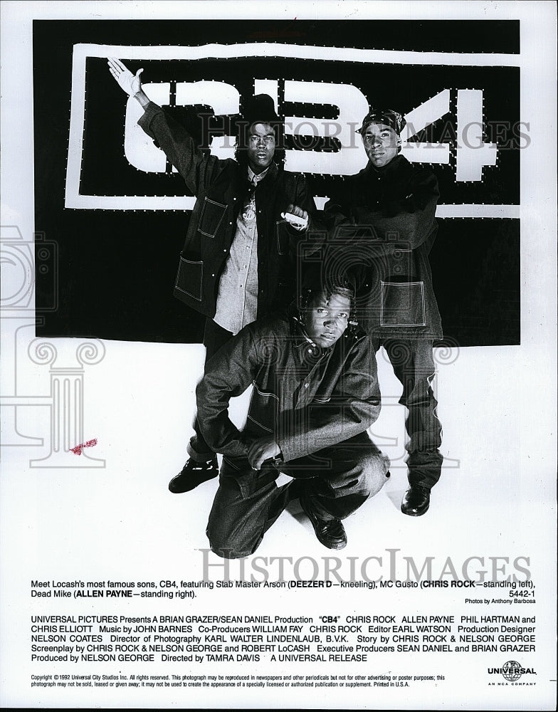 1993 Press Photo "CB4" Deezer D, Chris Rock,Allen PayneB- Historic Images