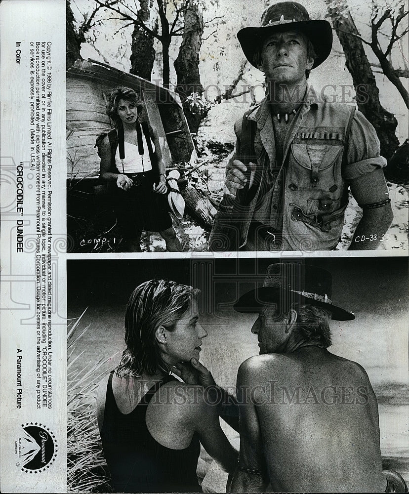 1986 Press Photo &quot;Crocodile Dundee&quot; Paul Hogan &amp; Linda Kozlowski- Historic Images