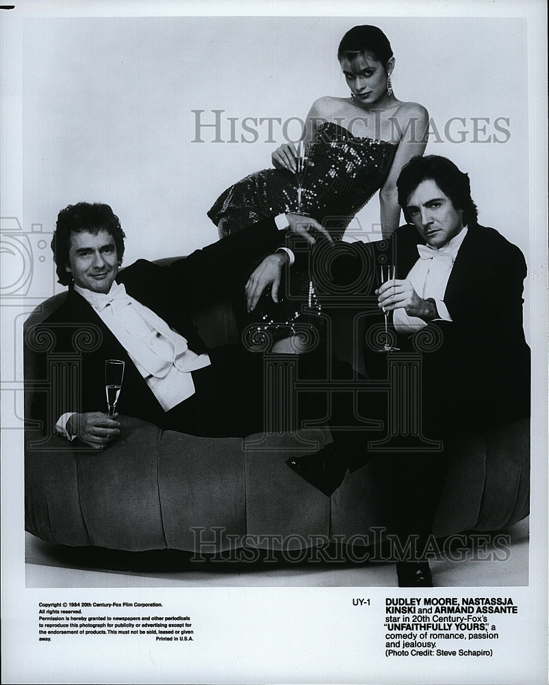 1984 Press Photo &quot;Unfaithfully Yours&quot; Dudley Moore,N Kinski,Armand Assante- Historic Images