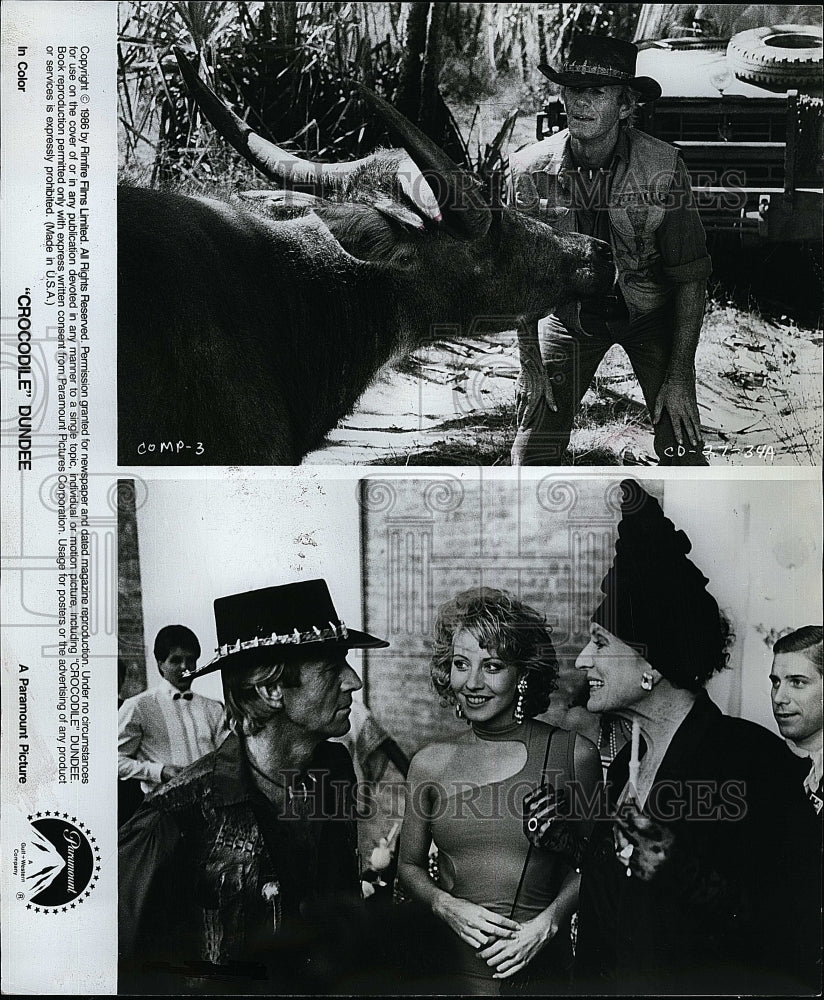 1986 Press Photo Paul Hogan and Linda Kozlowski in &quot;Crocodile Dundee&quot;- Historic Images