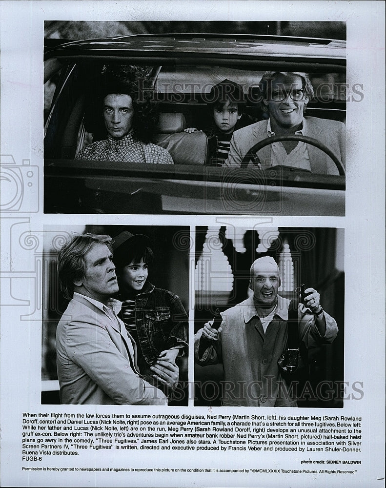 1989 Press Photo Nick Nolte &amp; Martin Short Star In &quot;Three Fugitives&quot;- Historic Images