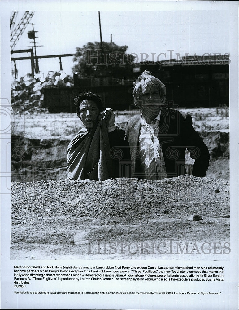 1989 Press Photo Martin Short &amp; Nick Nolte Star In &quot;Three Fugitives&quot;- Historic Images