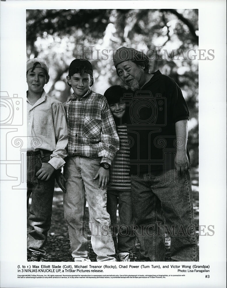 1995 Press Photo Max Elliott Slade Michael Treanor Chad Power Victor Wong 3 - Historic Images