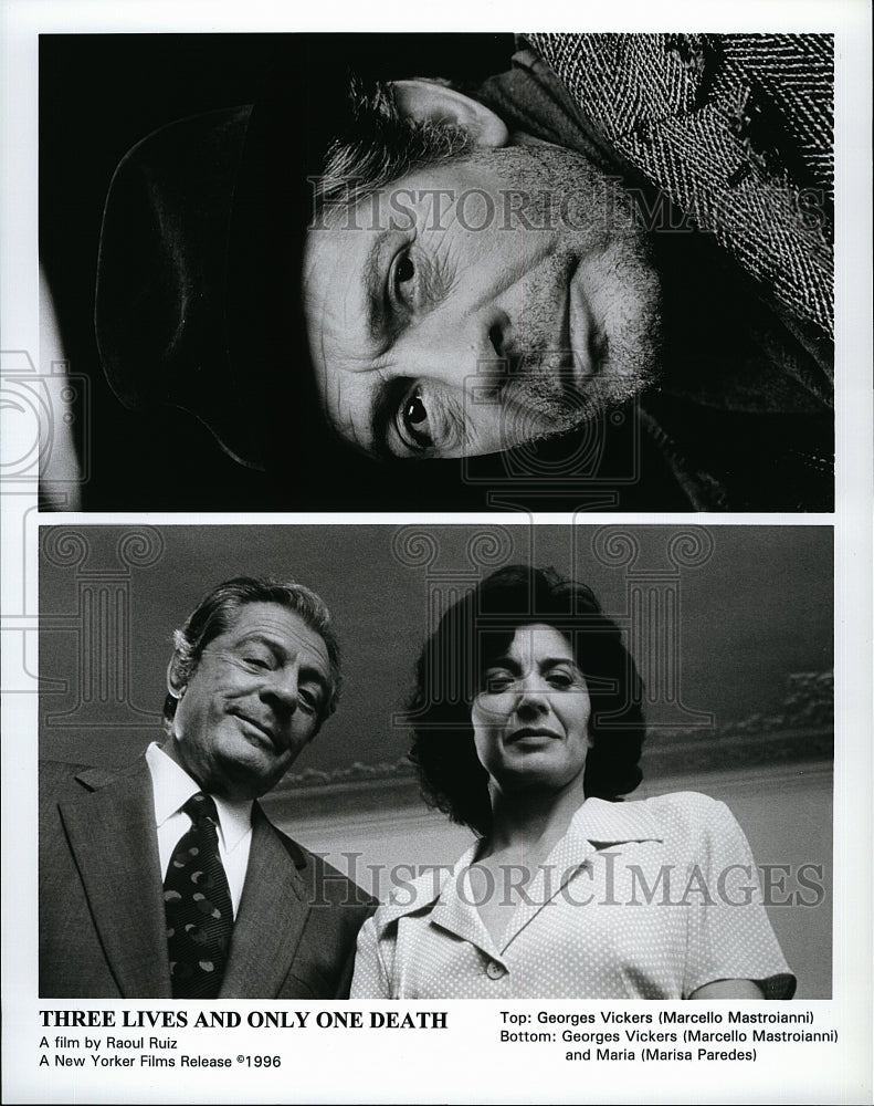 1996 Press Photo Marcello Mastroianni Marisa Paredes Three Lives One Death Movie- Historic Images