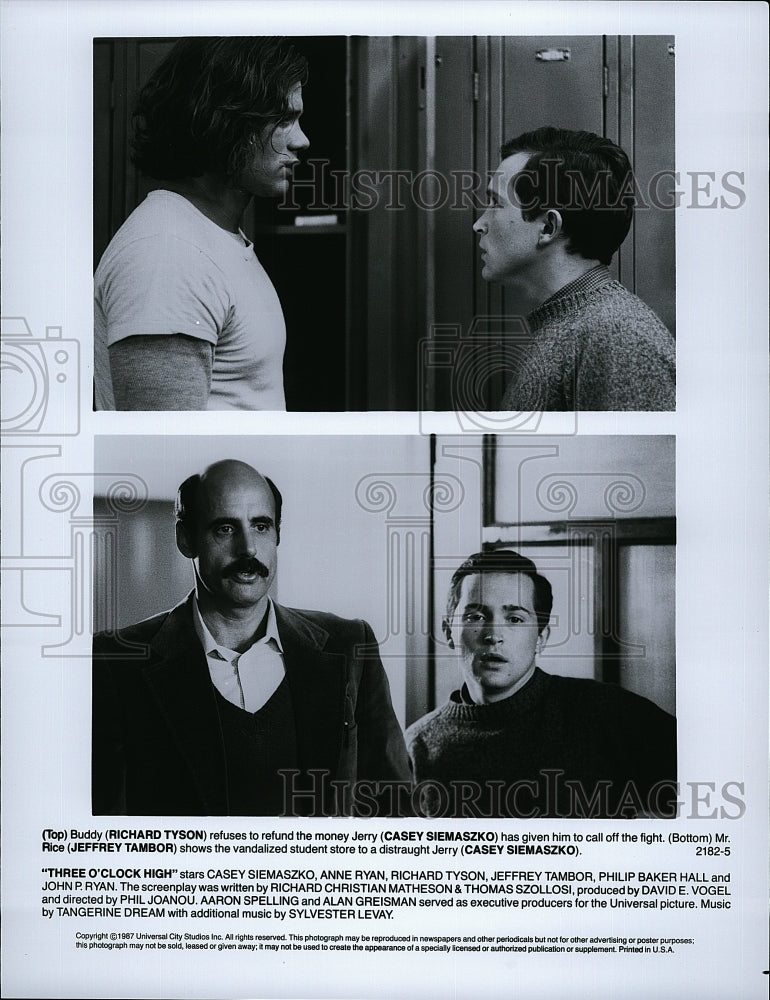 1987 Press Photo Richard Tyson Casey Siemaszko Jeffrey Tambor Three O&#39;Clock High- Historic Images