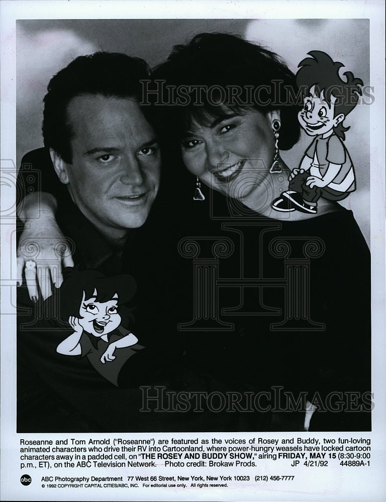 1992 Press Photo Roseanne and Tom Arnold The Rosey and Buddy Show- Historic Images