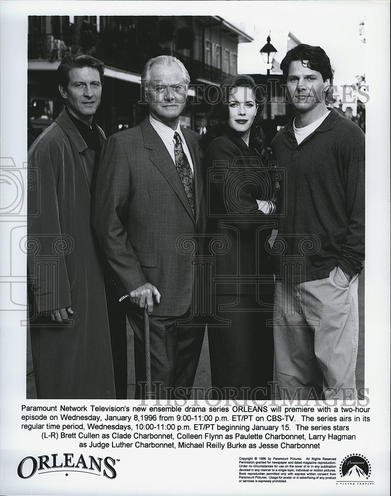 1996 Press Photo Brett Cullen Colleen Flynn Larry Hagman Michael Burke Orleans- Historic Images