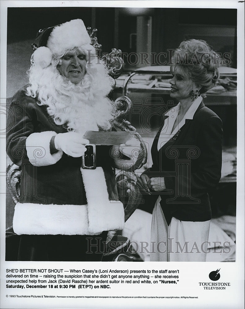 1993 Press Photo Loni Anderson Actress David Rasche Actor Nurses TV Show - Historic Images