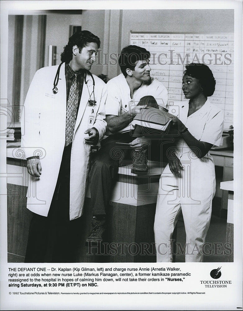 1992 Press Photo Kip Gilman, Arnetia Walker &amp;  Markus Flanagan Star In &quot;Nurses&quot;- Historic Images