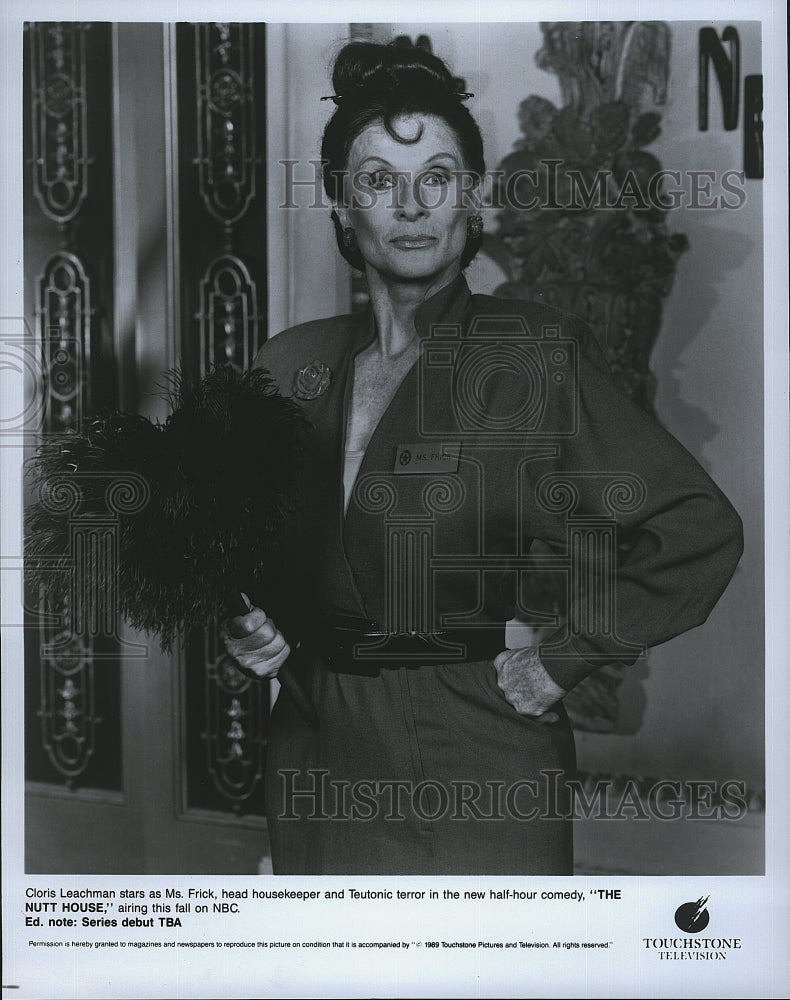 1989 Press Photo Cloris Leachman As Ms. Frick On &quot;The Nutt House&quot;- Historic Images