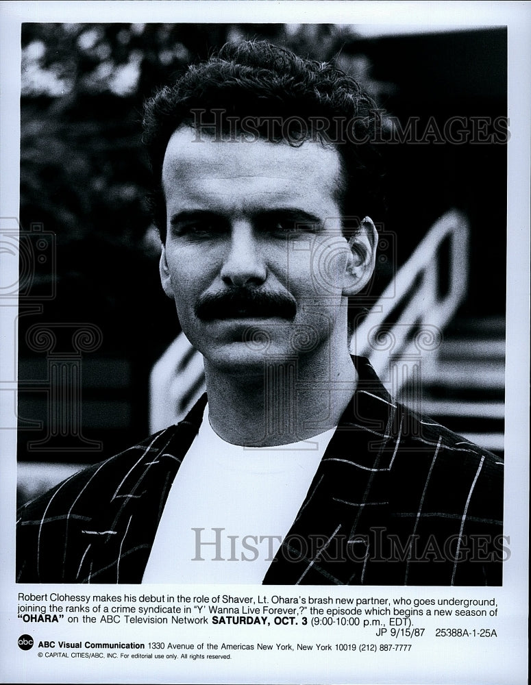 1987 Press Photo Actor Robert Clohessy TV Series &quot;Ohara&quot;- Historic Images