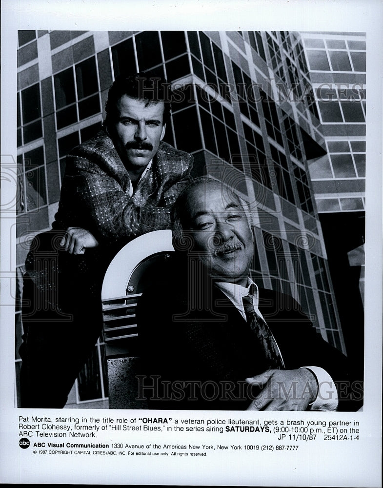 1987 Press Photo TV Series &quot;OHARA&quot; Pat Morita Robert Clohessy- Historic Images