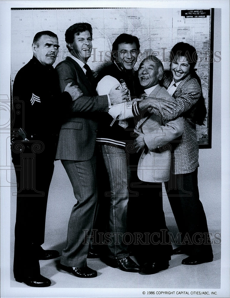 1986 Press Photo TV Series &quot;OHARA&quot; Jack Wallace Kevin Conroy Richard Yniguez- Historic Images