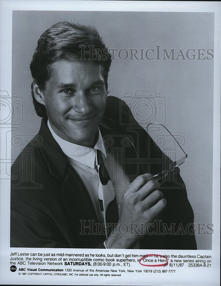 1987 Press Photo &quot;Once A Hero&quot; Jeff Lester, stars- Historic Images