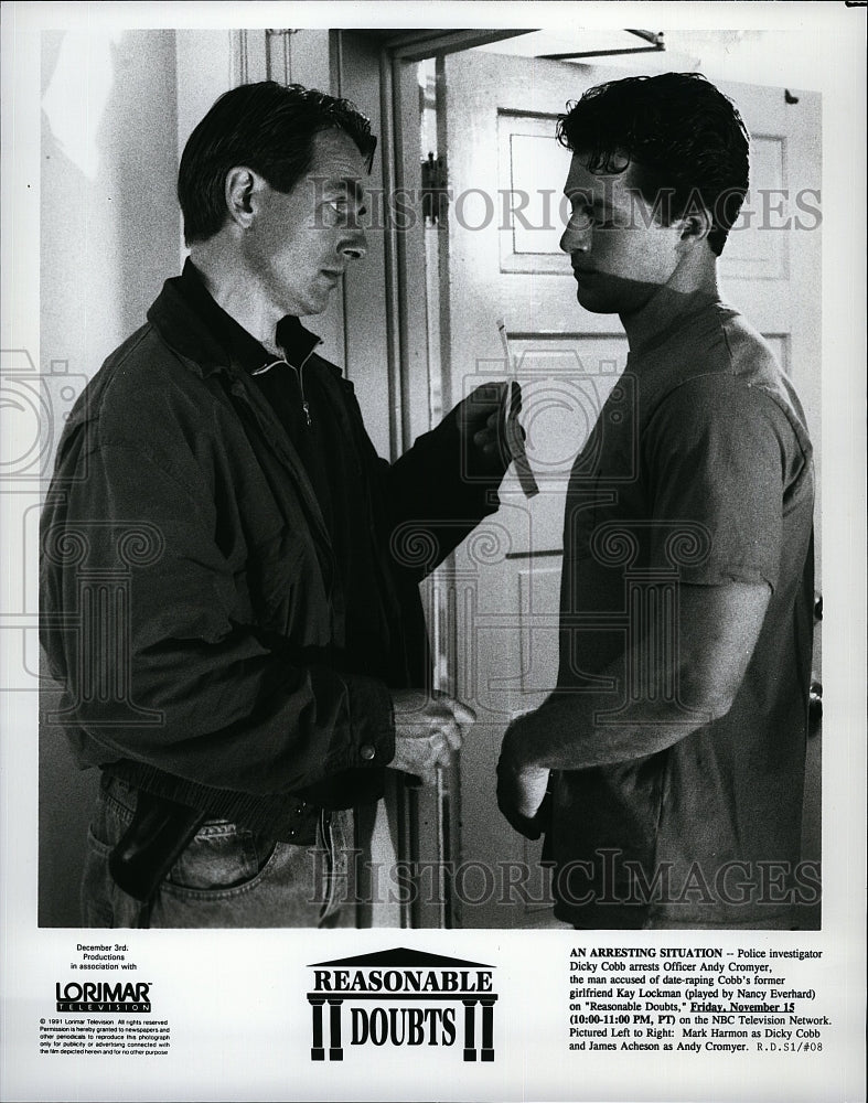 1991 Press Photo Mark Harmon Actor James Acheson  Reasonable Doubts TV Series - Historic Images