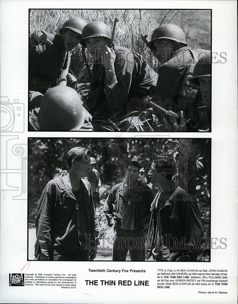 1999 Press Photo The Thin Red Line Movie John Cusack Jim Caviezel Bill Pullman- Historic Images