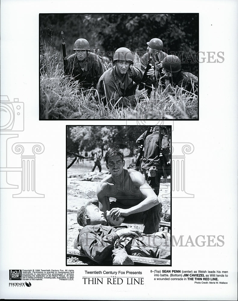 1988 Press Photo Thin Red Line Movie Sean Penn Jim Caviezel- Historic Images