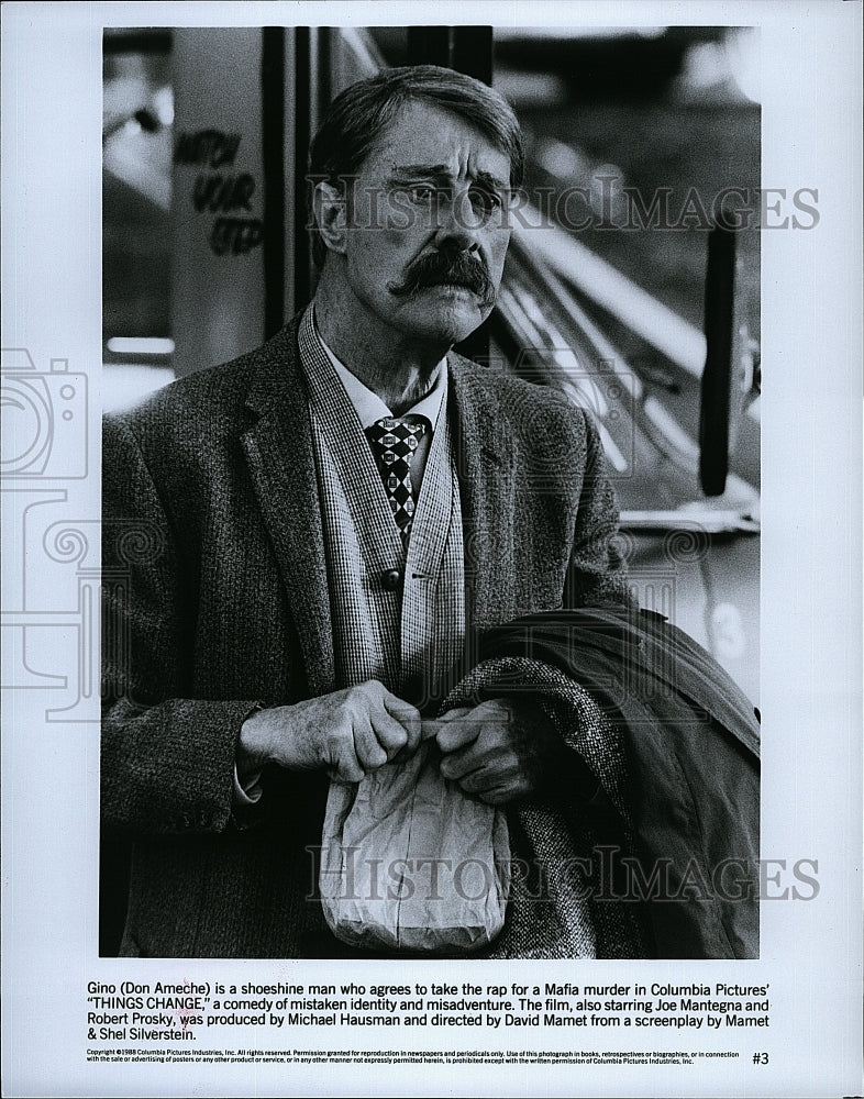 1988 Press Photo Don Ameche in &quot;Things Change&quot;- Historic Images