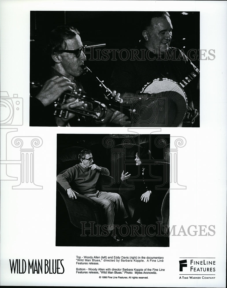 1998 Press Photo Woody Allen and Eddy Davis in &quot;Wild Man Blues&quot; Barbara Kopple- Historic Images