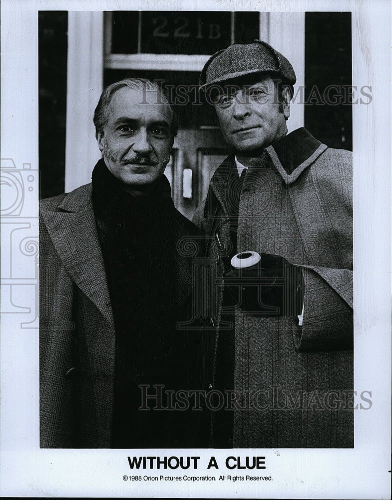 1988 Press Photo Ben Kingsley &amp; Michael Caine Star In &quot;Without A Clue&quot;- Historic Images