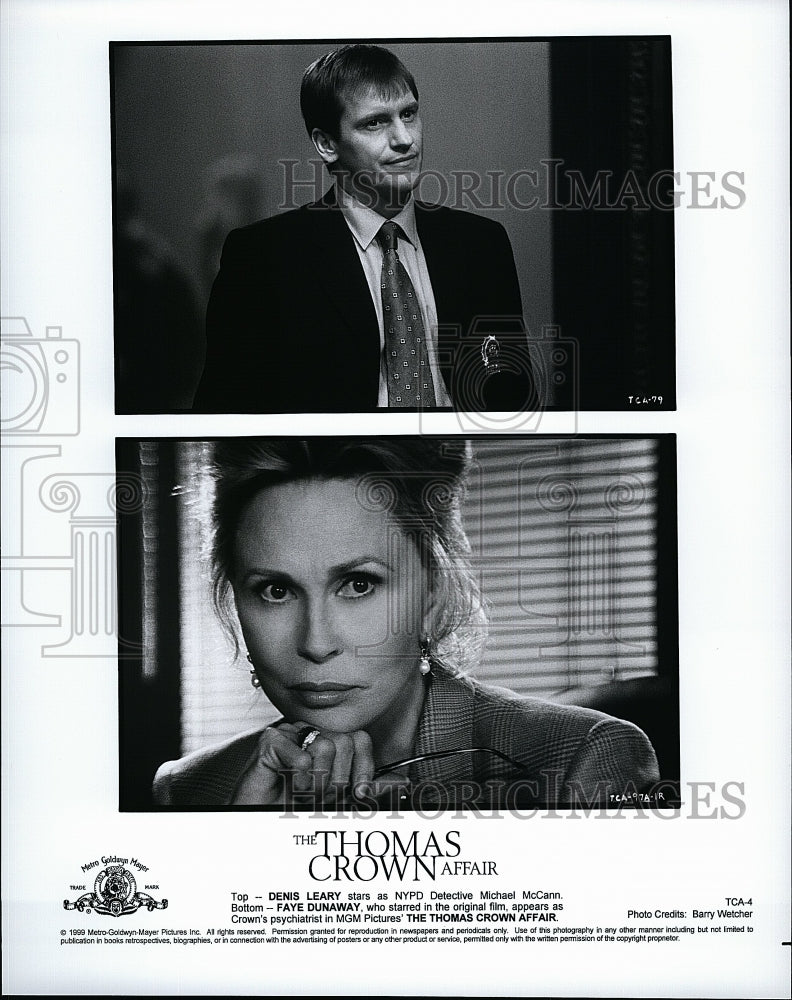 1999 Press Photo Denis Leary and Faye Dunaway in &quot;The Thomas Crown Affair&quot;- Historic Images