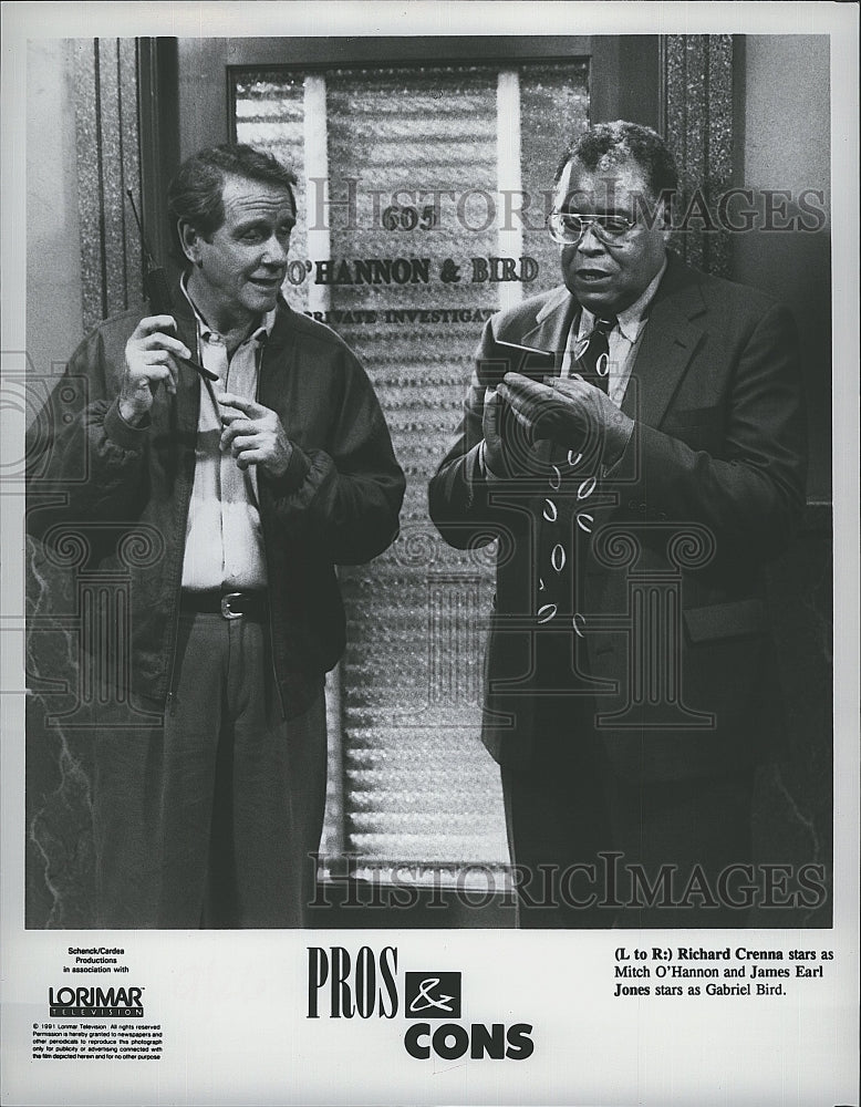 1991 Press Photo Richard Crenna and James Earl Jones in &quot;Pros &amp; Cons&quot;- Historic Images