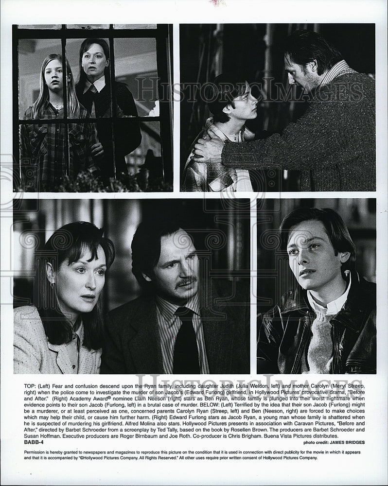 Press Photo Julia Weldon Meryl Streep and Liam Neeson in &quot;Before and After&quot;- Historic Images