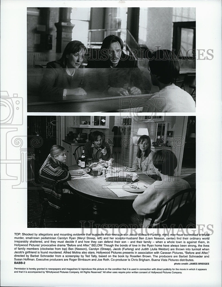 Press Photo Edward Furlong Meryl Streep and Liam Neeson in &quot;Before and After&quot;- Historic Images