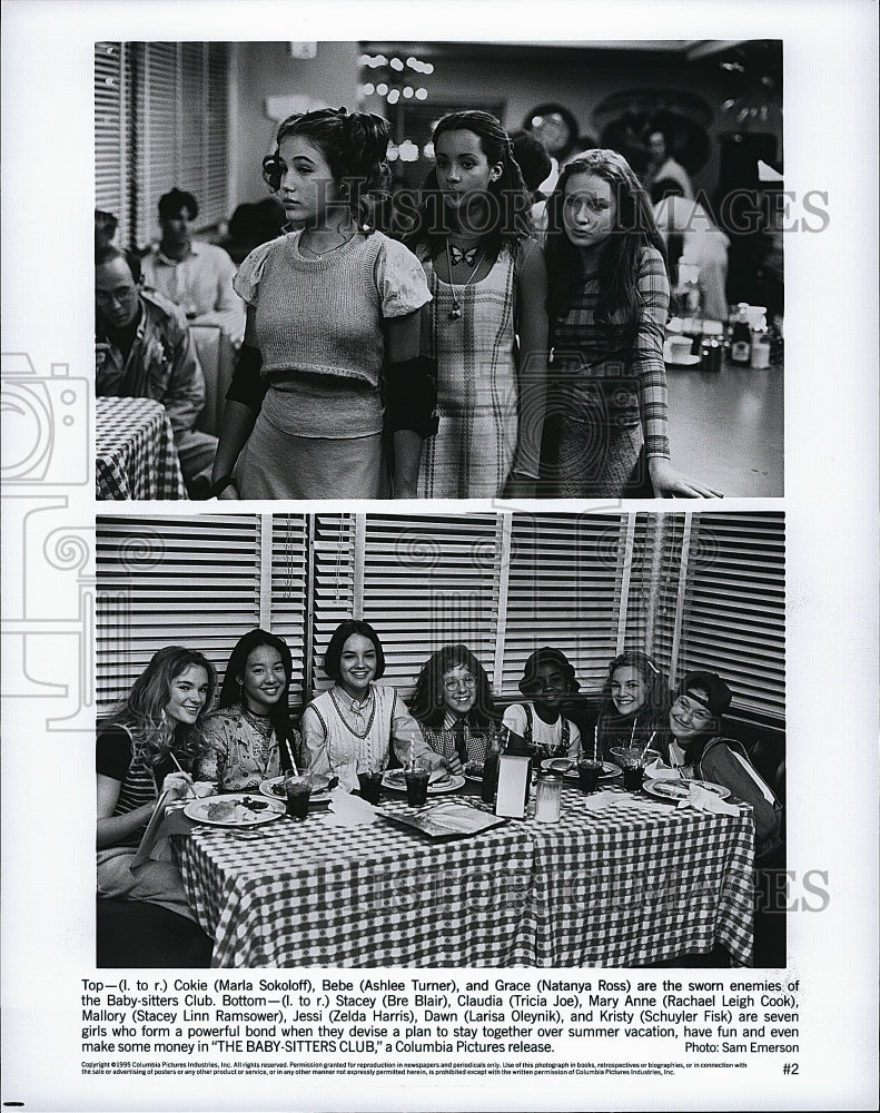 1995 Press Photo &quot;The Baby Sitter&#39;s Club&quot; M Sokoloff,A Turner,N Ross,B Blair,- Historic Images