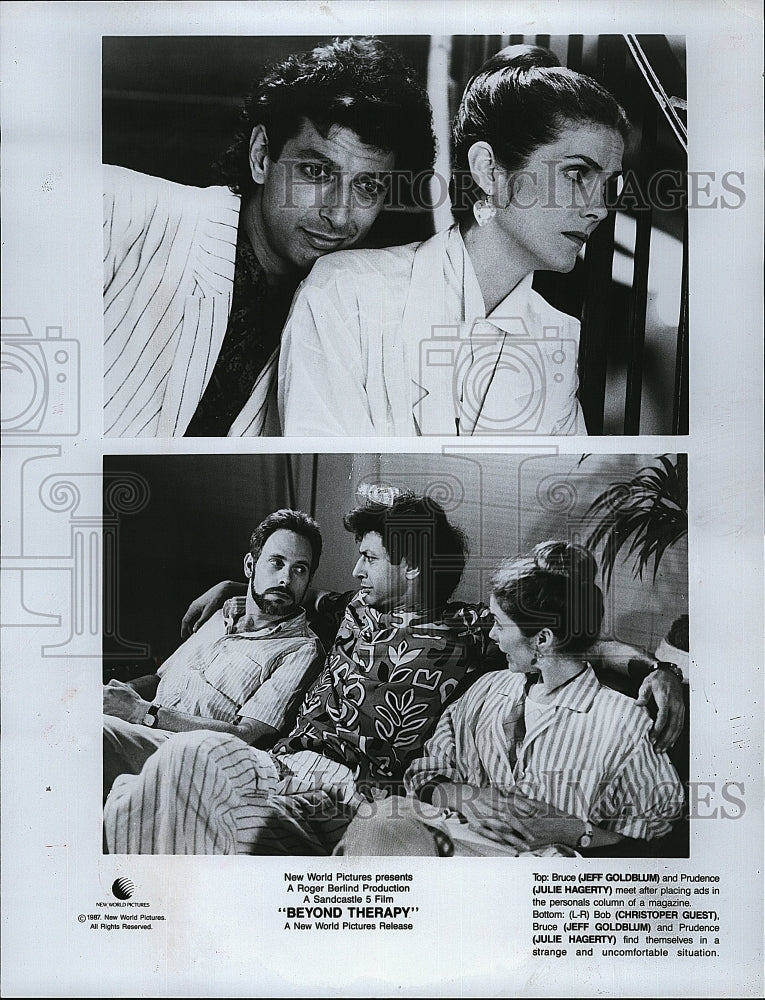 1987 Press Photo &quot;Beyond Therapy&quot; Jeff Goldblum,Julie Hagerty, Chris Guest- Historic Images