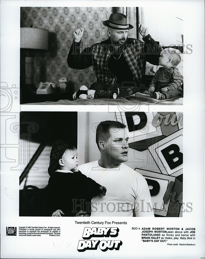 1994 Press Photo  &quot;Baby&#39;s Day Out&quot; AR Worton, JJ Worton,J Pantoliano, B Haley- Historic Images