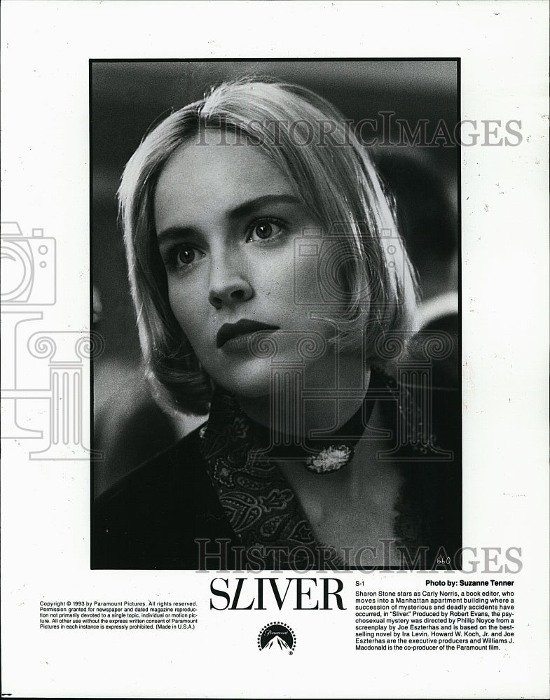 1993 Press Photo Actress Sharon Stone in &quot;Sliver&quot;- Historic Images